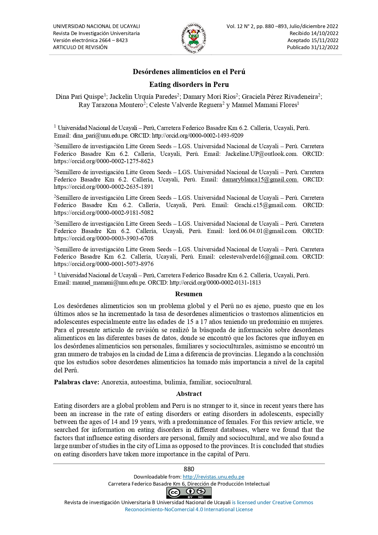 Desórdenes alimenticios en el Perú